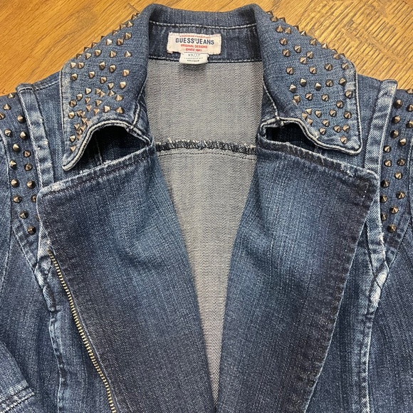 Vintage [GUESS] Americana Studded Denim | Asymmetrical USA Blue Jean Jacket | XS - Picture 9 of 16